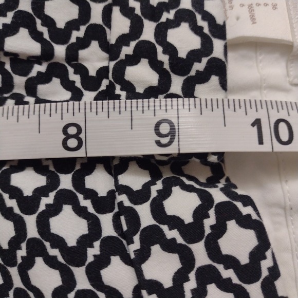 HM Women Size 6 Black White Geometric Quatrefoil Ankle Pants Slim Fit Cotton - Picture 8 of 9